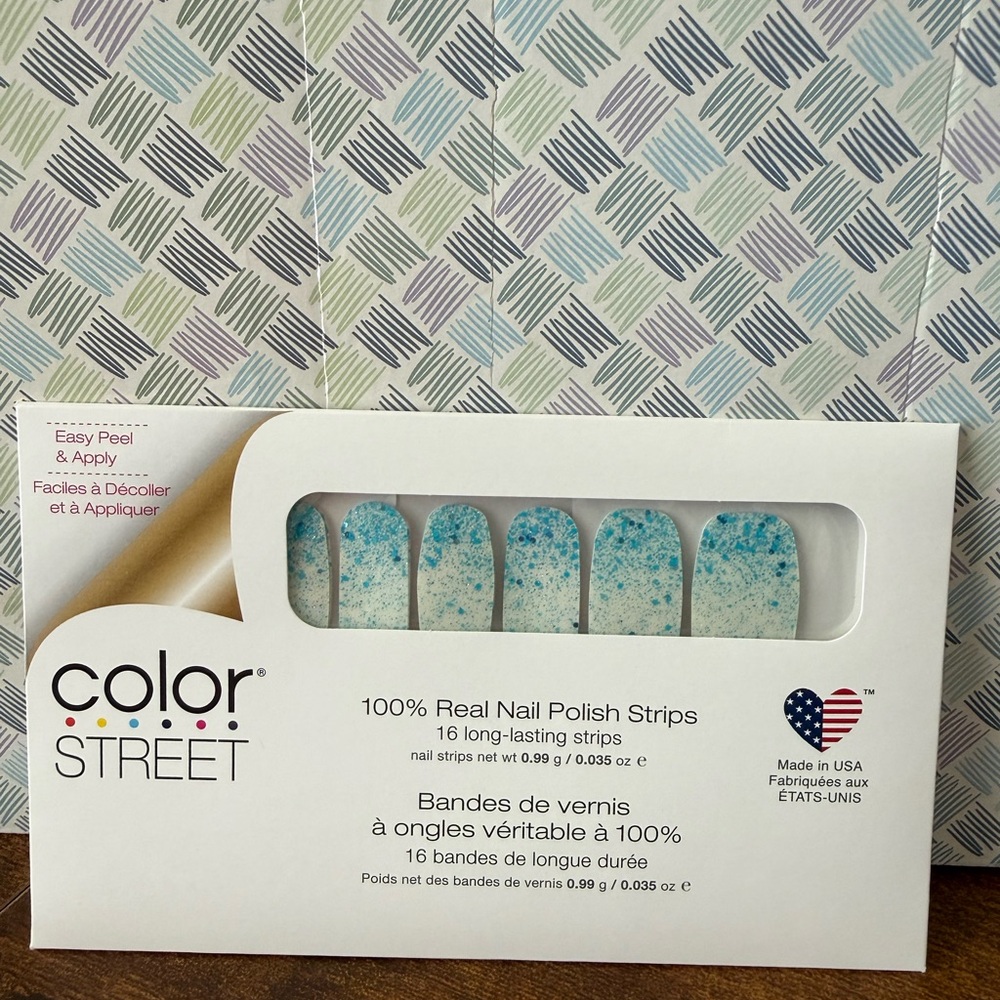 Color Street Teal and White Nail Strips